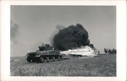 Armored Tank Vehicle Shoots Huge Jet of Flame Army Postcard Postcard Postcard