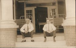 Two Men Sitting on Steps of Infirmary Pittsfield, VT Postcard Postcard Postcard