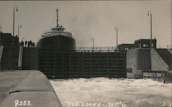 Large Ship at the Soo Locks Boats, Ships Postcard Postcard Postcard