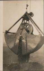 Large Crane Bucket with Pulley Dumping Dirt Postcard