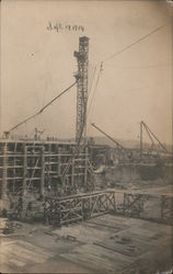 Canal Lock Construction Sept. 19, 1914 Postcard