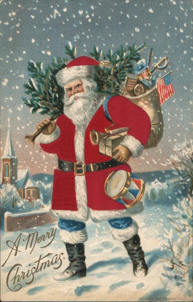 A Merry Christmas Santa Claus Postcard