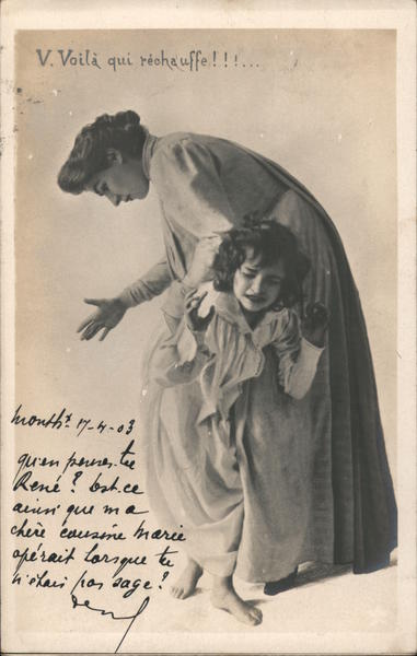 Mother Spanking Daughter Postcard 1532