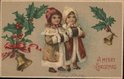 A Merry Christmas - Two Childs Children Postcard Postcard Postcard