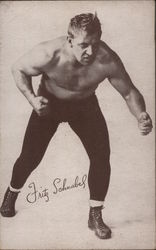 A Wrestler Posing - Fritz Schnabel Arcade Card