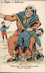 French, WWI: Mother Spanking German Soldier Postcard