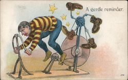 Man on Spanking Machine Postcard