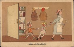 Maid or Mother Spanking Children Postcard Postcard Postcard