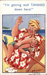 Mom Spanking Girl at Beach Postcard