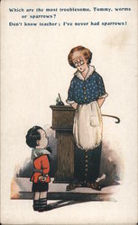 Teacher Spanking Boy with Cane Postcard Postcard Postcard