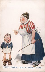 Woman Spanking Boy with Cane Postcard Postcard Postcard