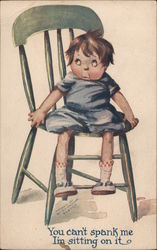 Boy on Chair Waiting for Spanking Postcard Postcard Postcard