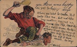 Man Spanks Boy with Hairbrush Spanking Postcard Postcard Postcard