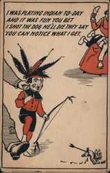 Woman Spanking Boy Postcard