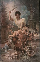 "Cupid Chastised" Wart a bussl! Spanking H. Zatzka Postcard Postcard Postcard