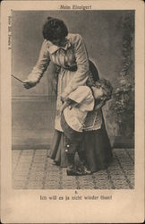 Woman Spanks Child With Cane Spanking Postcard Postcard Postcard