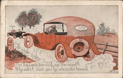 Ford - The Big Car's Burning Up The Road Postcard