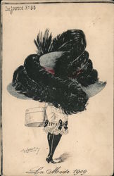 Woman with Big Gray Hat with Furs Hats TS Roberts Postcard Postcard Postcard