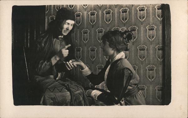 Fortune Teller Reading Palm Of Woman Fortune Tellers Postcard 3819