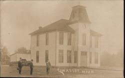 Men in front of building Postcard