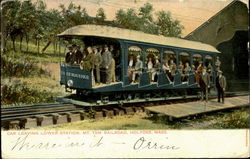 Car Leaving lower Station, Mt. Tom Railroad Postcard