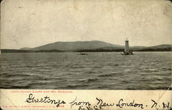 Loon Island Light And Mt.Sunapee Postcard