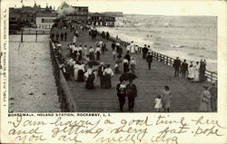 BOARDWALK, HOLAND STATION, Rockaway, Long Island Queens, NY Postcard Postcard