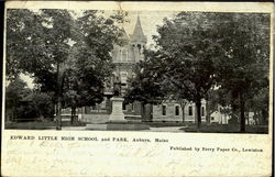 Edward Little High School And Park Auburn, ME Postcard Postcard