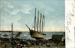 Launching Of A Schooner Postcard