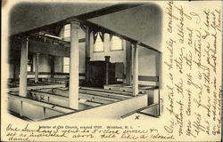 Interior Of Old Church, Erected 1707. Wickford, RI Postcard Postcard