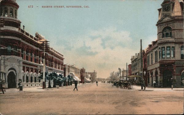 Eighth Street Riverside, CA Postcard