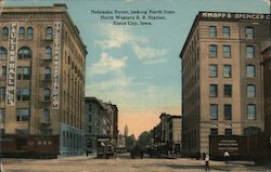 Nebraska Street, Looking North From North Western R.R. Station Sioux City, IA Postcard Postcard Postcard