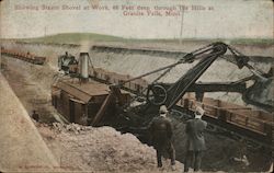 Steam Shovel at Work, 62 Feet Deep Through the Hills Granite Falls, MN Postcard Postcard Postcard