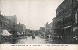 Pearl St. North from 3rd. St. During Flood of July 10th. 1909. Sioux City, IA Postcard Postcard Postcard