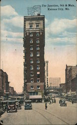 Junction, 9th & Main, MO 1922 Kansas City, MO Postcard Postcard Postcard