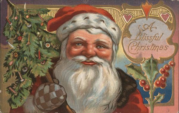 A Blissful Christmas Santa Claus Postcard