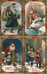 Set of 4: Santas with Children Series 512 Postcard