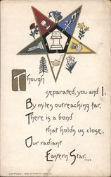 Eastern Star "I miss you" card Freemasonry Postcard Postcard Postcard