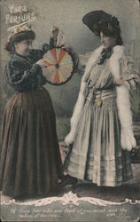 Your Fortune - Two Women Holding a Wheel of Fortune Postcard