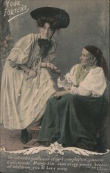 Fortune Teller reading Woman's Palm Postcard