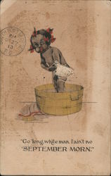 "Go 'long, white man, I ain't no 'September Morn.'" Black Americana Postcard Postcard Postcard