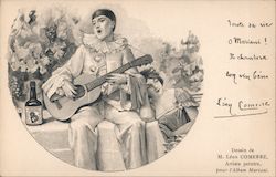 Pierrot w/Guitar, Comerre French Wine Advertising Postcard Postcard Postcard