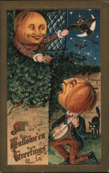 JOL Head All Hallowe'En Greetings Halloween Postcard Postcard Postcard