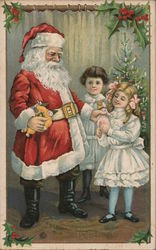 Santa giving a girl a doll Santa Claus Postcard Postcard Postcard