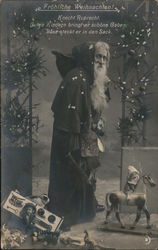 Froliche Weihnachten!  German Santa in Black Robe Charlottenburg, Germany Santa Claus Postcard Postcard Postcard