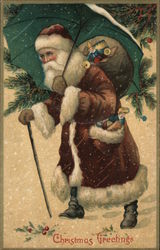 Christmas Greetings Santa Claus Postcard Postcard Postcard