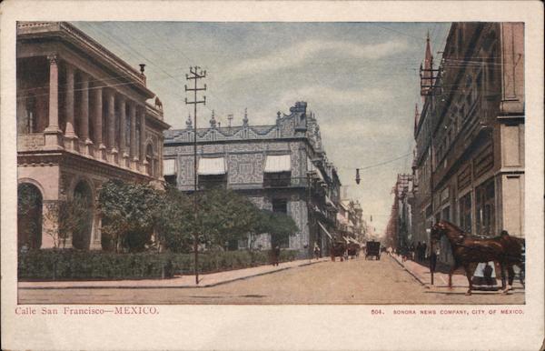 San Francisco Street, Jockey Club of Mexico City (La Casa de los Azulejos)  Postcard