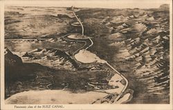 Panoramic Plan of the SUEZ CANAL Egypt Africa Postcard Postcard Postcard