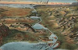 Plan du Canal de Suez Egypt Africa Postcard Postcard Postcard