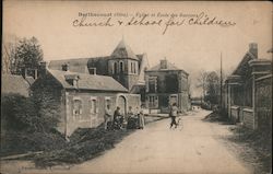 Berthecourt (Oise) - Eglise et Ecole des Garcons Postcard